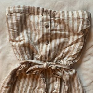 Dynamite white and beige strapless jumpsuit